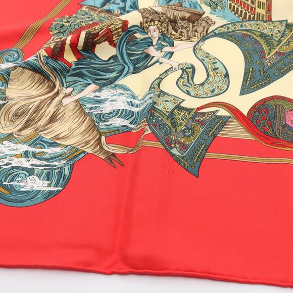HERMES Red Silk Scarf - Picture 4 of 5